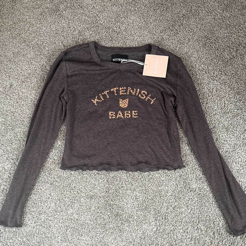 Kittenish Dark Brown Long Sleeve Tee